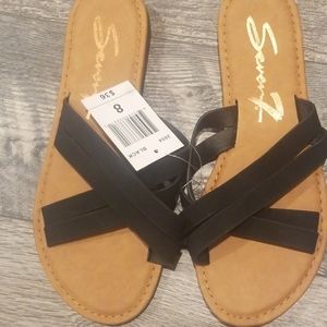 Seven7 black Strap Sandles